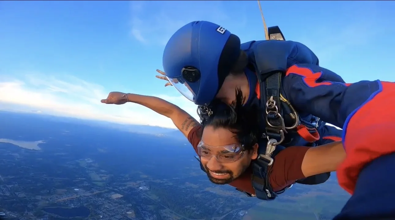 Ravi Teja Alli tandem skydiving